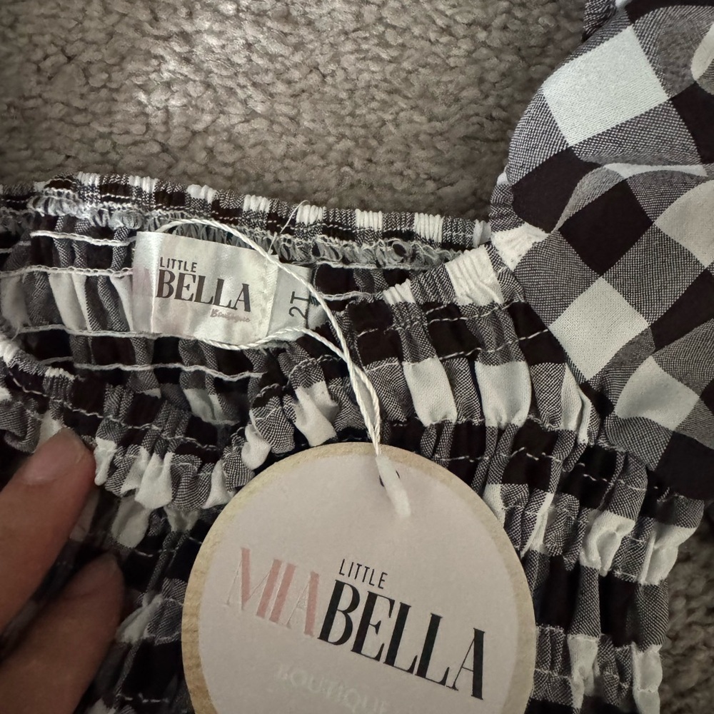 Kids Casual Dress - Black and White Plaid